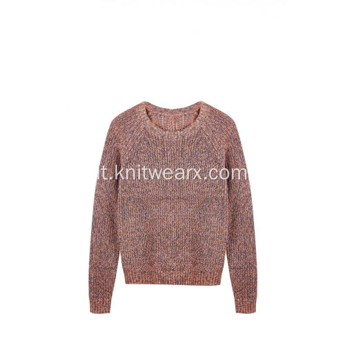 Pullover pesante lavorato a maglia con girocollo fantasia da donna